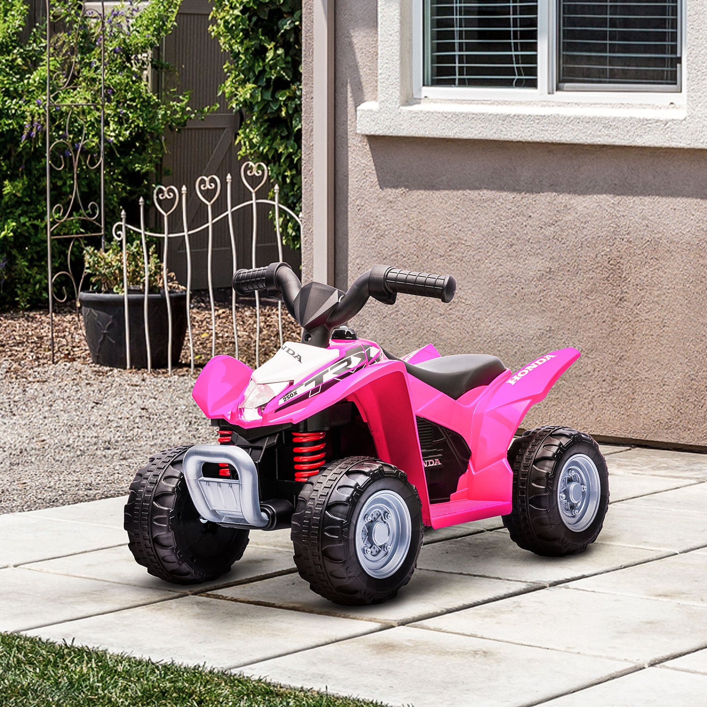 AIYAPLAY Honda Licensed Kids Quad Bike, 6V Electric Ride on Car ATV Toy with LED Light Horn for 1.5-3 Years, Pink