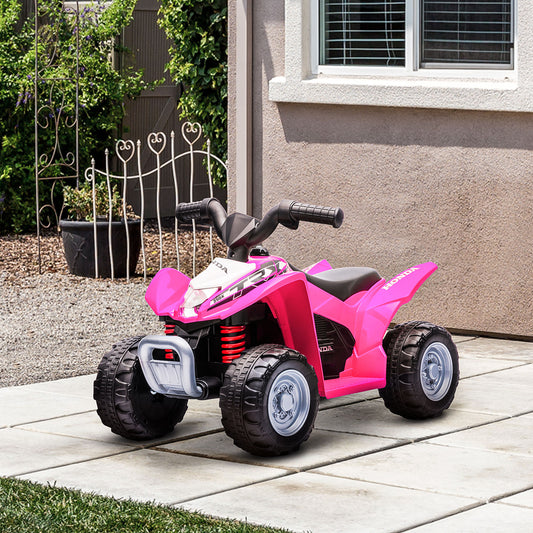 AIYAPLAY Honda Licensed Kids Quad Bike, 6V Electric Ride on Car ATV Toy with LED Light Horn for 1.5-3 Years, Pink