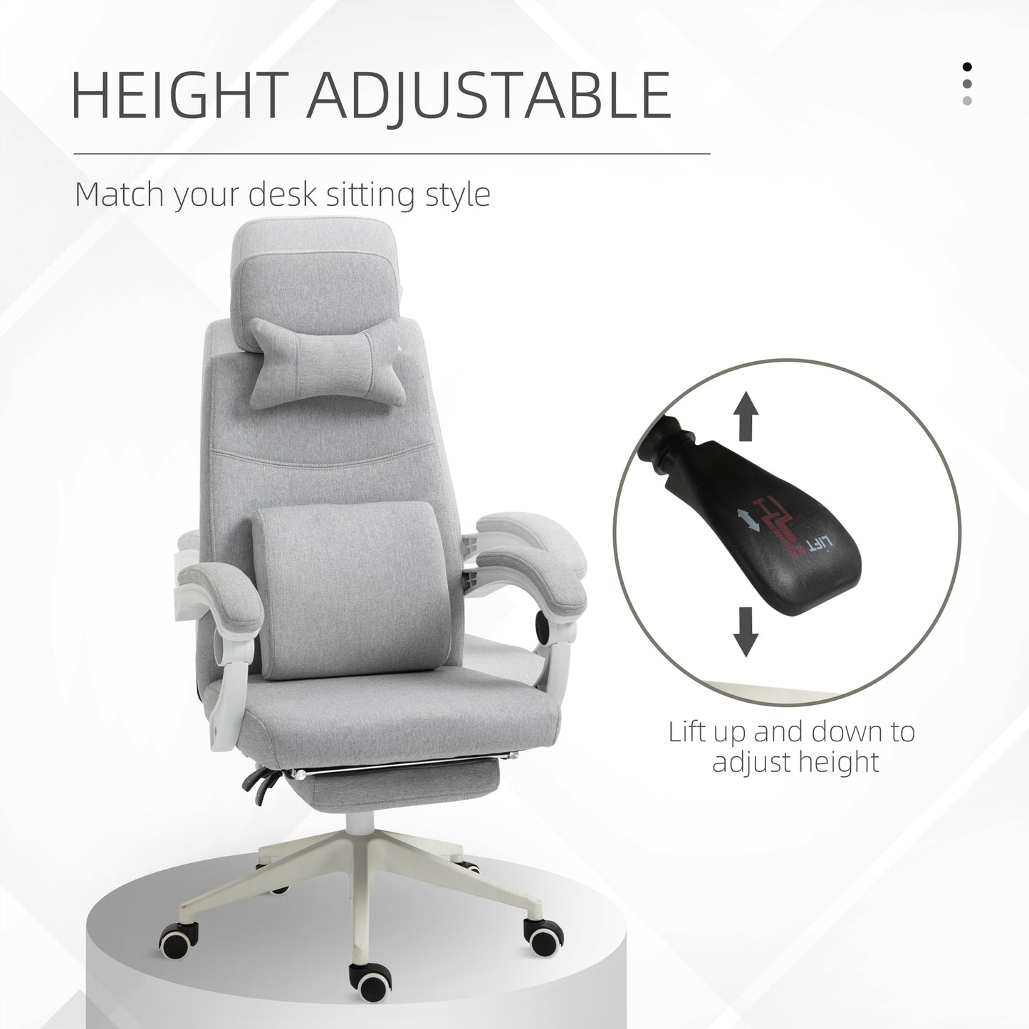 Polyester Ergonomic Neck & Back Support Office Chair Wheels Chair Computer Chair Home Office Chair Ergonomic Chair Grey