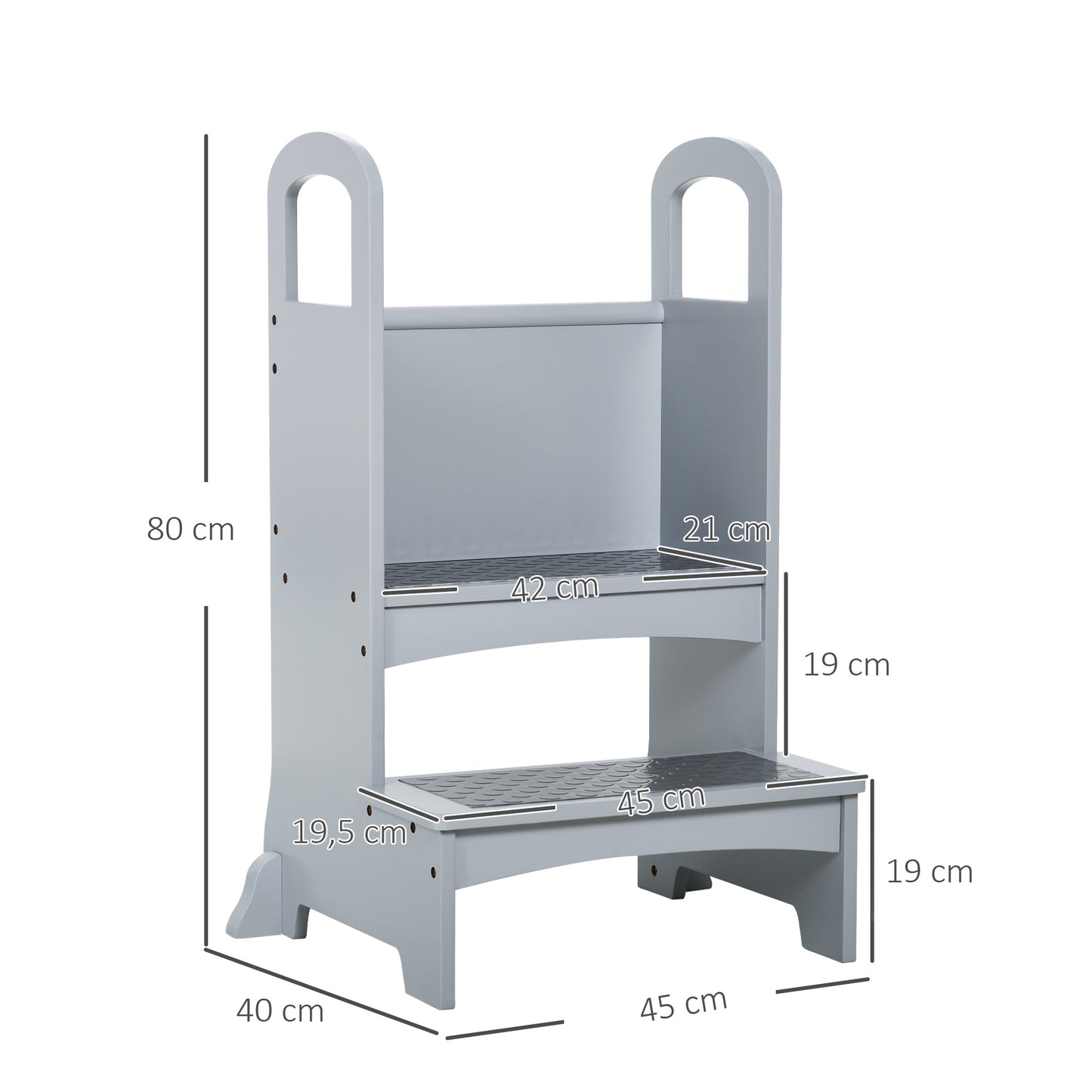 Kitchen Helper for Children Step Stool,Hardwood Stepping Stool Learning Tower for Kids and Toddlers, Footstool, Grey