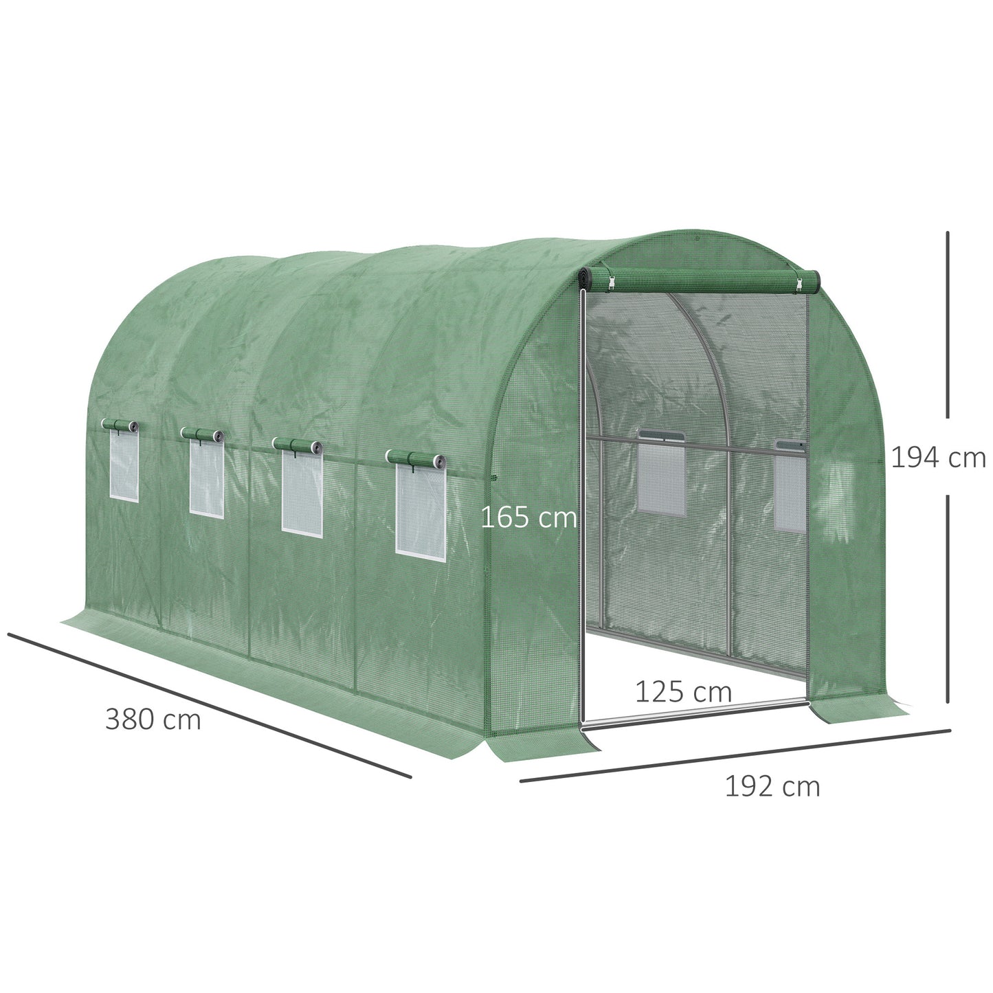 Walk in Polytunnel Outdoor Garden Greenhouse w/ Windows & Doors (4 x 2M)