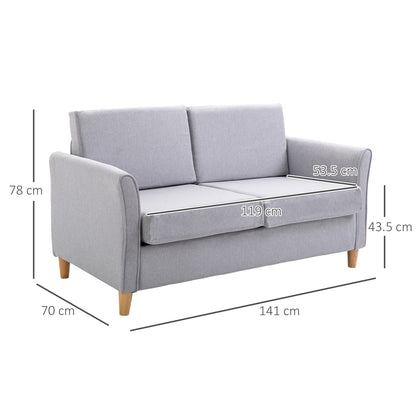 Loveseat Armchair, Grey, Linen Upholstery, Modern Style,  w/Armrest