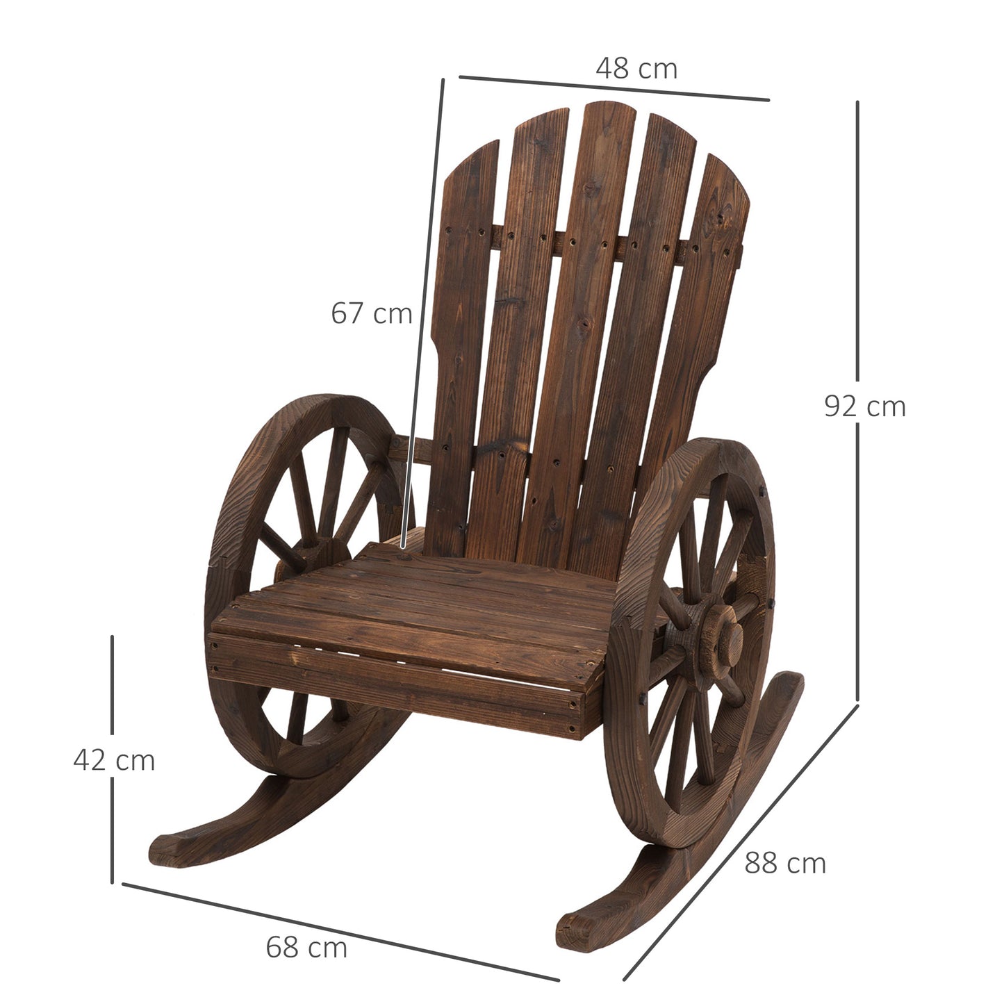 Fir Wood Outdoor Garden Adirondack Rocking Chair Brown