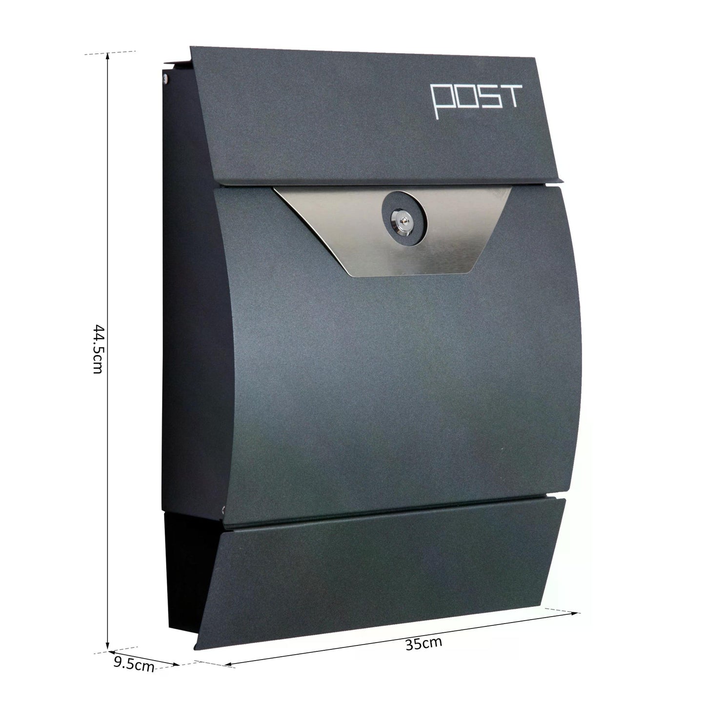 Lockable Mail Box, Wall-mounted, Steel-Grey