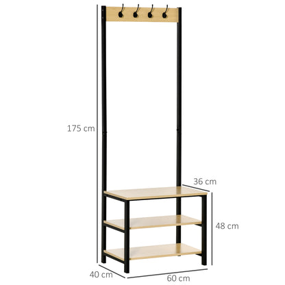 MDF Freestanding 4 Hook Hallway Rack Black