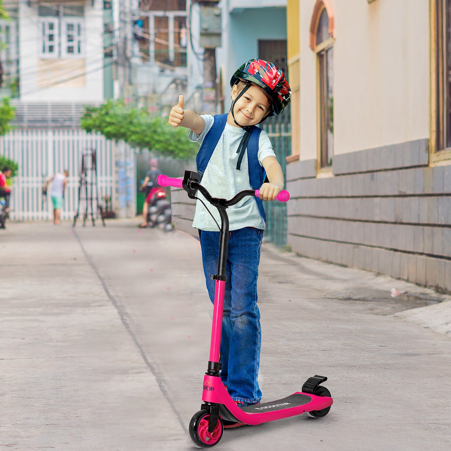 HOMCOM Pink Electric Scooter, 120W Motor E-Scooter w/ Battery Display, Adjustable Height, Rear Brake for Ages 6+ Years 