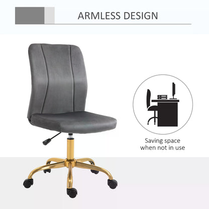 Armless Office Task Chair, w/360° Swivel Office Chair, Height Adjustable