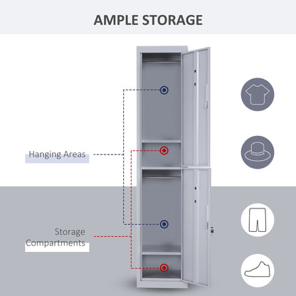 1.8m Lockable Office Cabinet Storage Cold Rolled Steel w/ Shelves Grey