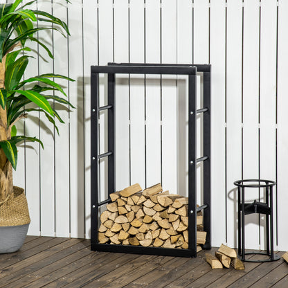 Metal Rust-Resistant Firewood Log Rack Black