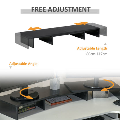 Adjustable Monitor Stand, with Adjustable Length and Angle, Screen Riser for Laptop, Computer, PC, Black