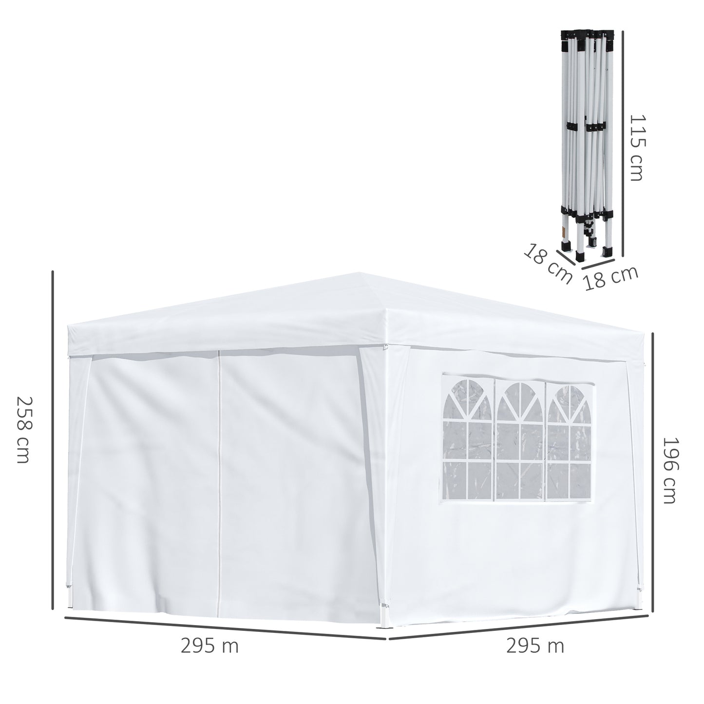 3mx3m Pop Up Gazebo Party Tent Canopy Marquee Waterp Resistant Free Storage Bag White