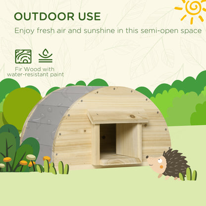 Hedgehog Home, Wooden, Small Animal Shelter Hibernation Home, with 2 Doors, for Garden, 40 x 30.2 x 23.5 cm, Natural