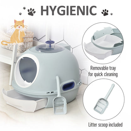 Cat Litter Box With Litter Scoop, Drawer-Type Easy To Clean, Skylight, Light And Easy To Move