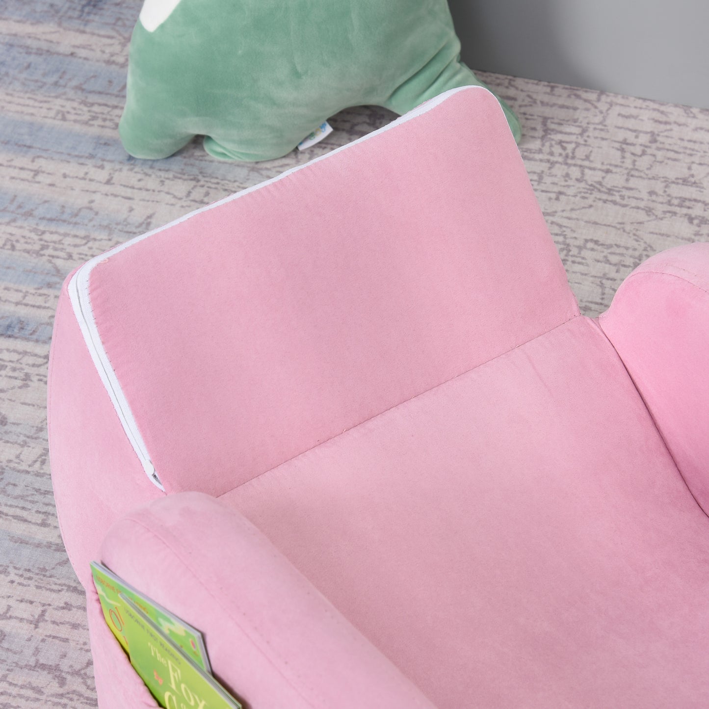 Kids Sofa Children Sofa Multifunctional Durable Flannel Upholstered 2-in-1 Armchair Lounger Anti-Slip Foot Padding - Pink