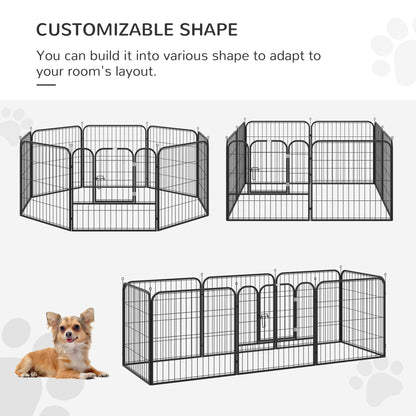 Heavy Duty Dog Pet Puppy Metal Playpen Play Pen Rabbit Pig Hutch Run Enclosure Foldable Black 79 x 79cm (Medium)