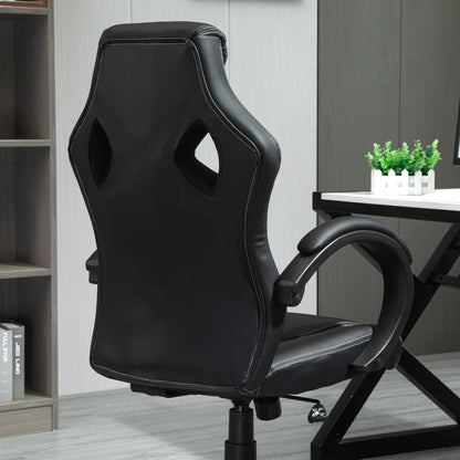 Homcom Office Chair Wheels Chair Computer Chair Home Office Chair Ergonomic Chair Racing Pu Leather Office Chair-Black