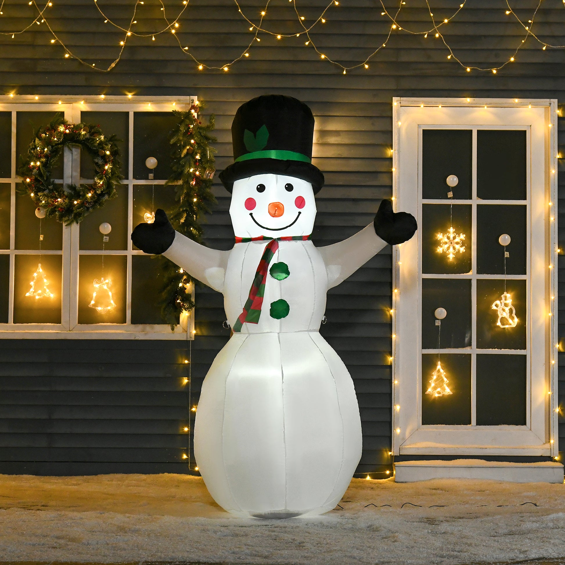 HOMCOM 1.8m Inflatable Snowman Decoration Polyester-White 