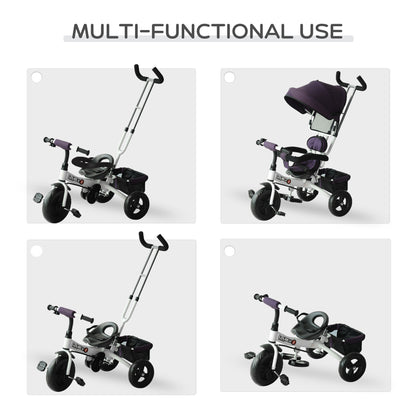 Baby Tricycle W/Handle-White/Purple