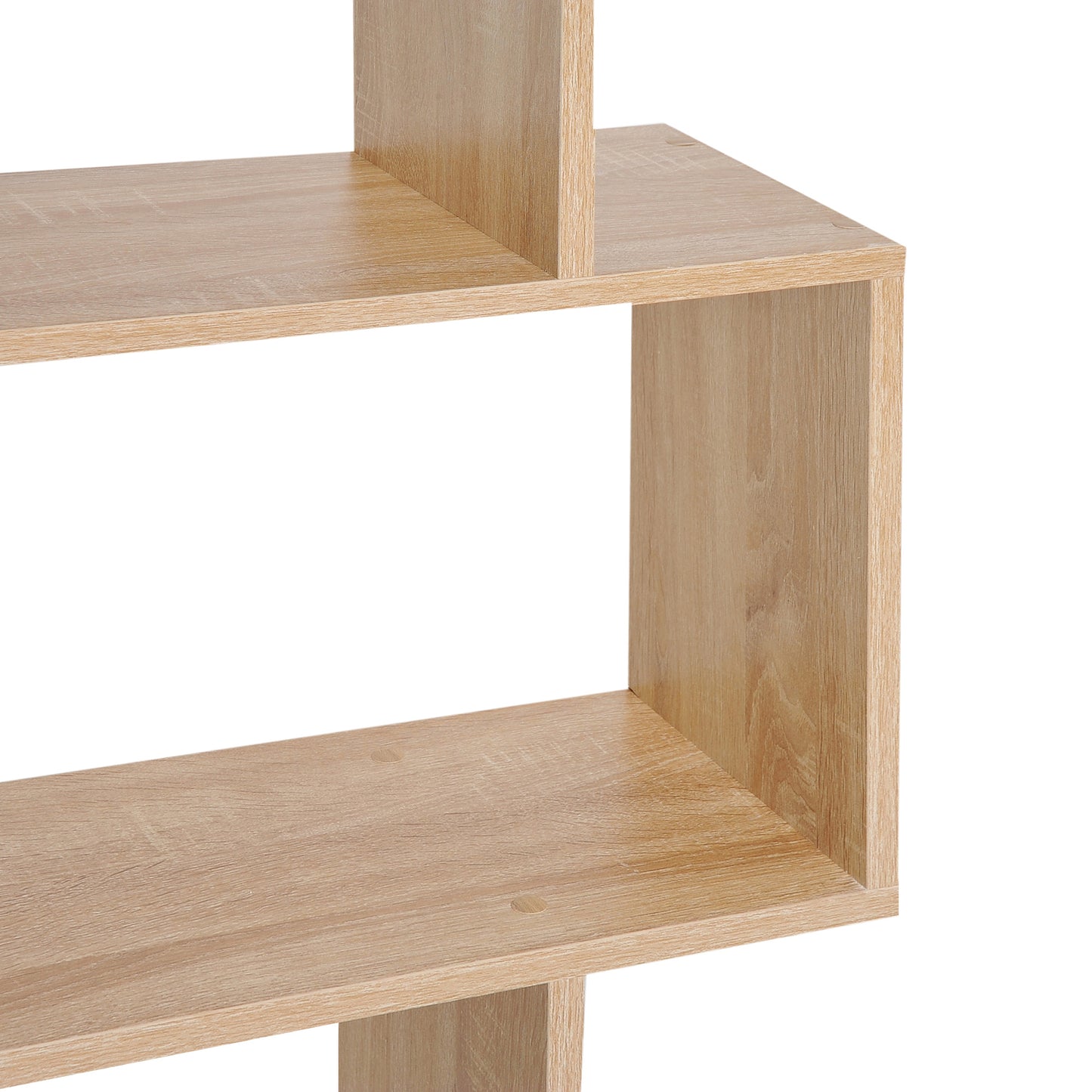 6 Tier Wooden Bookshelf Modern S-Shaped Shelf Unit Storage Display