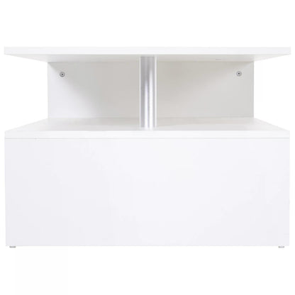 White Wood Coffee Table, 2 Tier Modern Rectangular Open Shelf Desk Living Room