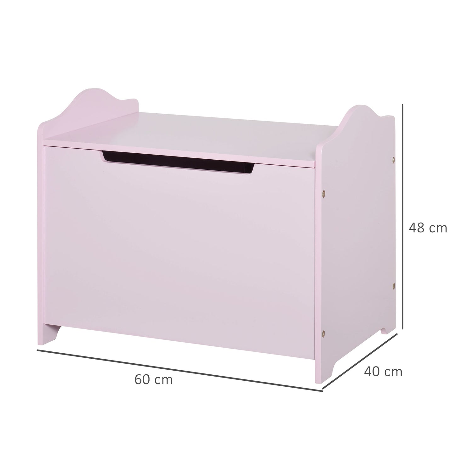 Qaba Kids Wooden Toy Box Storage Organizer Child’s Chest with Safety Hinge for Toddlers Boys Girls Age 3 Years old + Pink