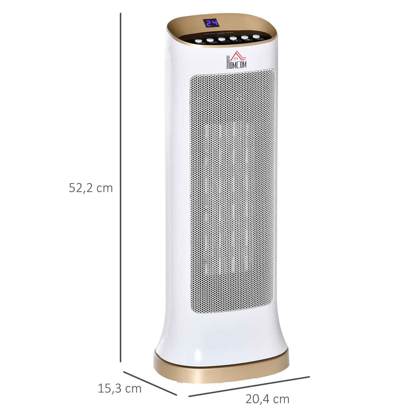 Ceramic Fan Heater, Indoor Tower Heater, 45° Oscillating w/ Remote Control 8hr Timer 1000W/2000W-White