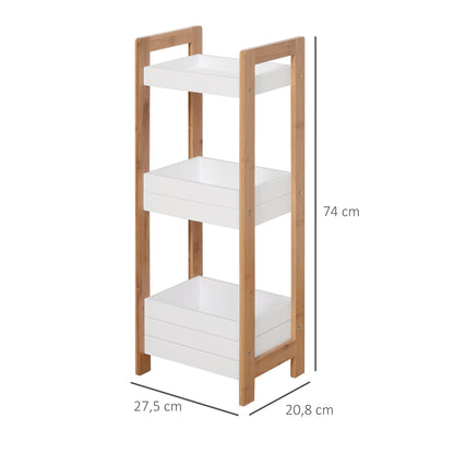 Bathroom Floor Cabinet, 3-Tier, Bathroom Rack-Bamboo