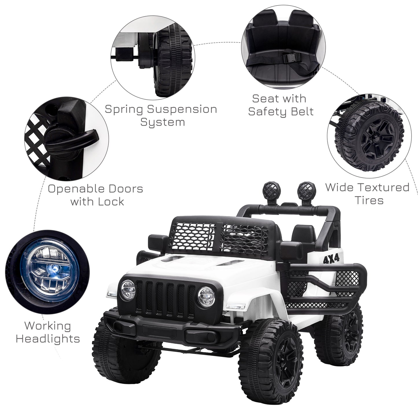 12V Battery-powered Kids Electric Ride On Car Truck Off-road Toy with Parental Remote Control Music Lights