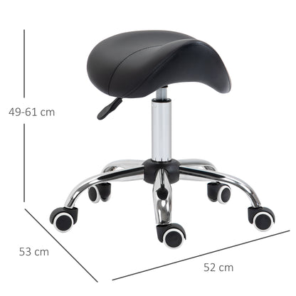 Beauty Stool, PU Leather Height Adjustable Swivel Salon Stool Black