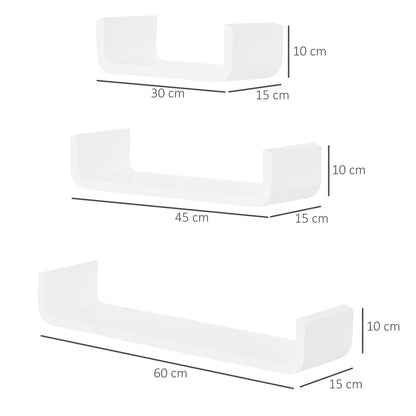 3 pcs U Shaped Shelves Set-White