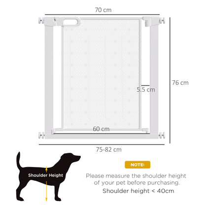 Dog Barrier for House, Safety Gate for Doors and Stairs, Dog Gate with Auto Close, Double Locking Openings 75-82 cm White