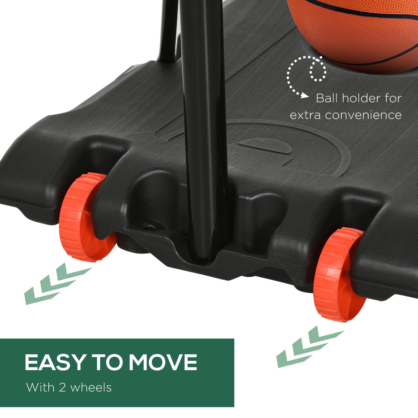 SPORTNOW Basketball Stand with Hoop, Height Adjustable, for Kids with Sturdy Backboard and Weighted Base, Portable on Wheels, 1.8-2m