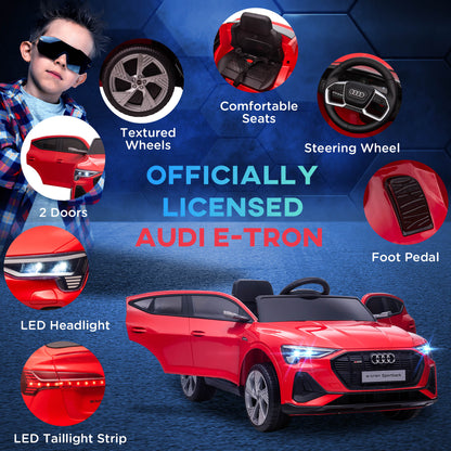 Audi E-tron Licensed 12V Kids Electric Ride On Car w/Parental Remote Music Lights MP3 Suspension Wheels for 3-5 Years Red