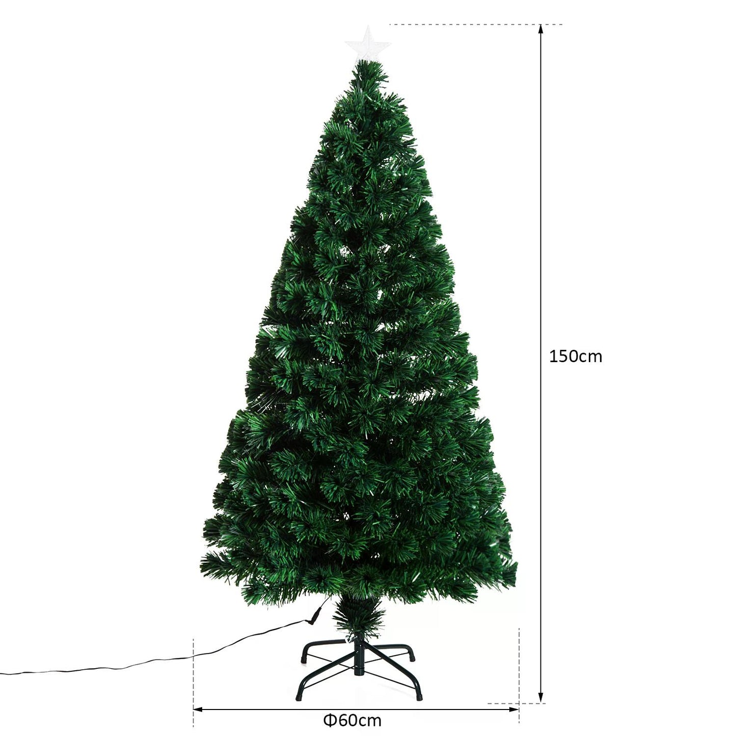 5ft Pre Lit Christmas Tree, Artificial Holiday Decor Sturdy Metal Base