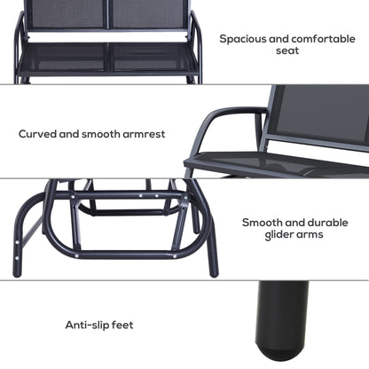 Outdoor Textilene Double Swing Bench Gliding Chair-Black