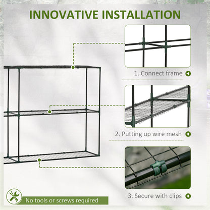 222L x 30W x 114H cm 3 Tier Metal Plant Stand, Greenhouse Staging Flower Pot Shelf, Flower Display Shelf, Storage Rack