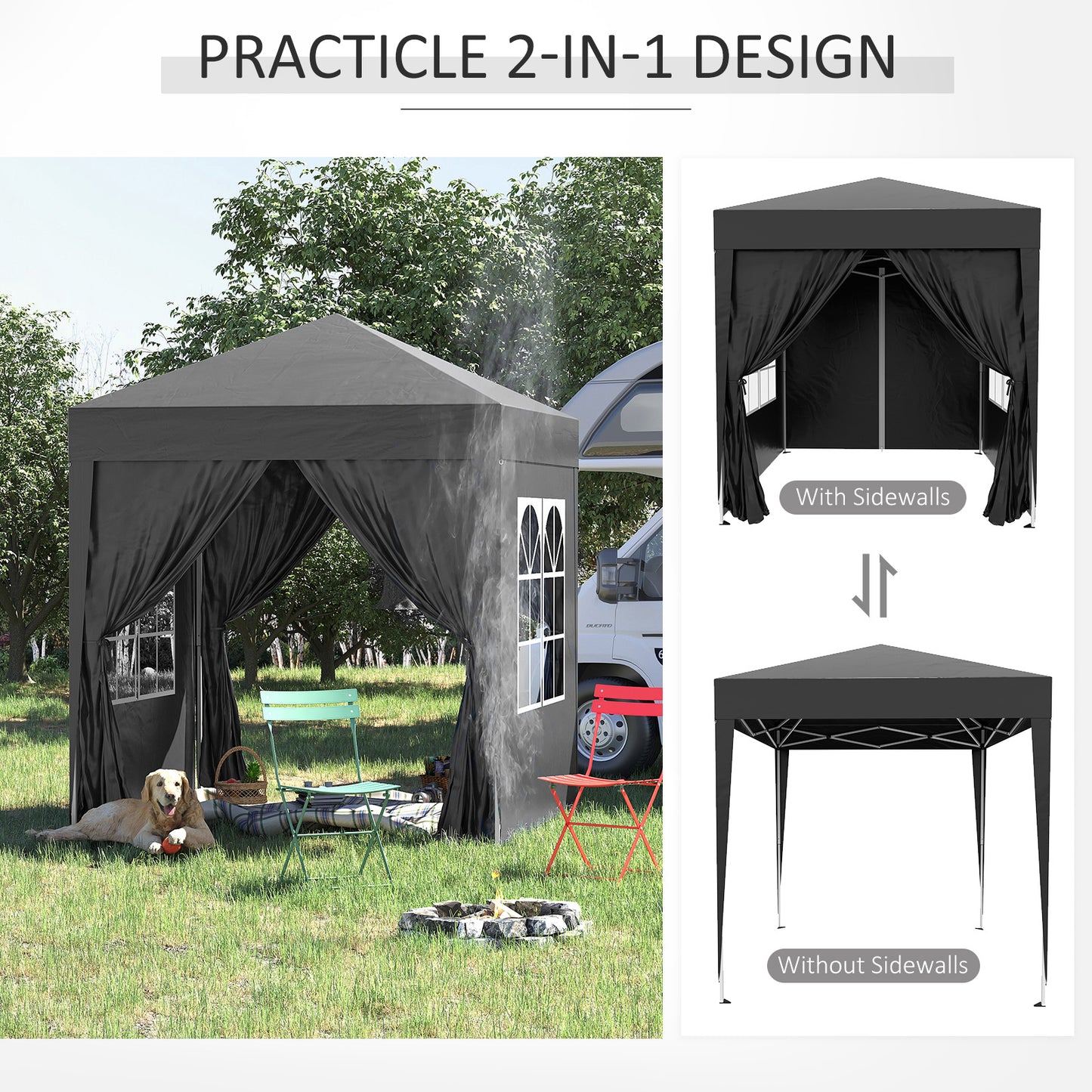 2 x 2m Pop Up Gazebo-Black