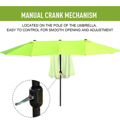 4.6m Garden Parasol Double-Sided Sun Umbrella Patio Market Shelter Canopy Shade Outdoor Green NO BASE Double-sided Crank