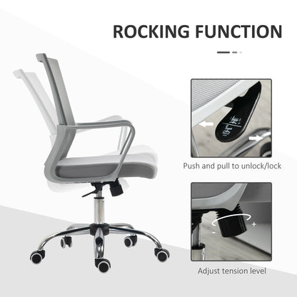 Ergonomic Desk Chair Mesh Office Chair with Adjustable Height Armrest and 360° Swivel Castor Wheels Grey  Aosom Irealnd