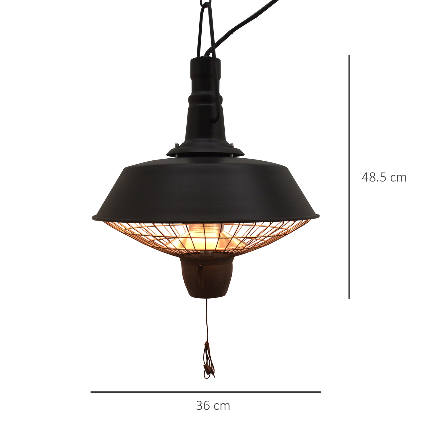 Outdoor Electric Heater, Halogen, 2100W-Black