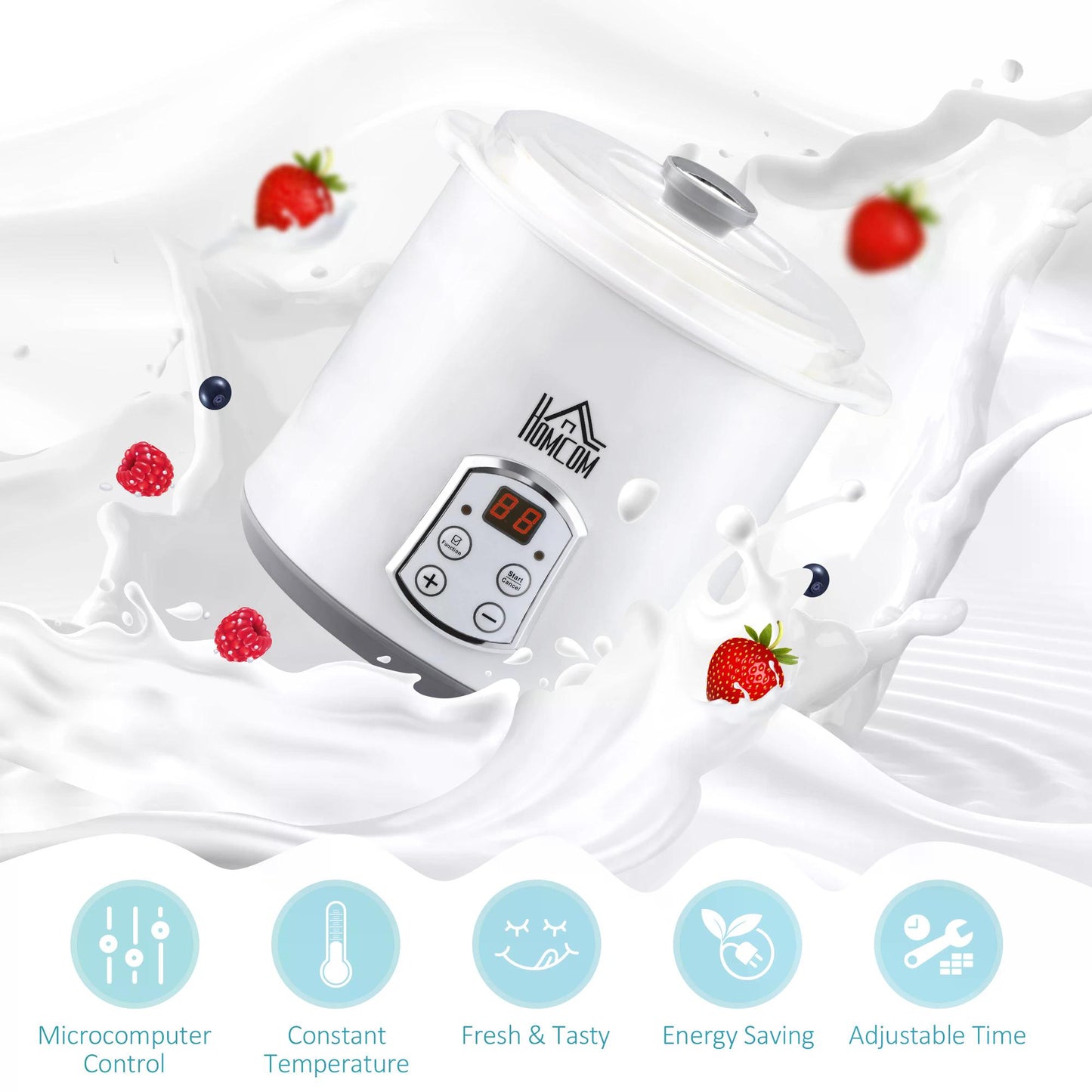 3-IN-1 Yoghurt Maker with Strainer, Multifunctional Yogurt Machine with Digital Display, Timer for Greek Yoghurt, Rice Wine