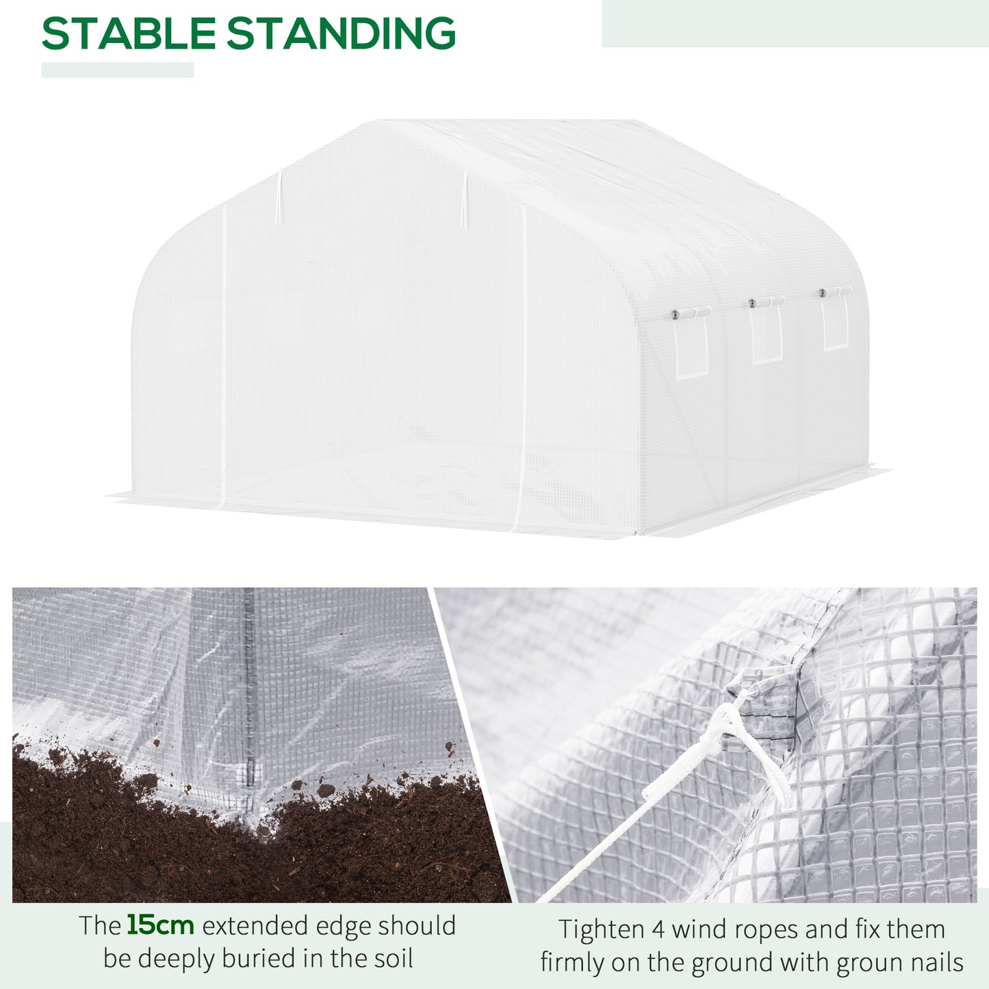 2H x 3.5L x 3W (m) Walk-in Tunnel PE Mesh Greenhouse White