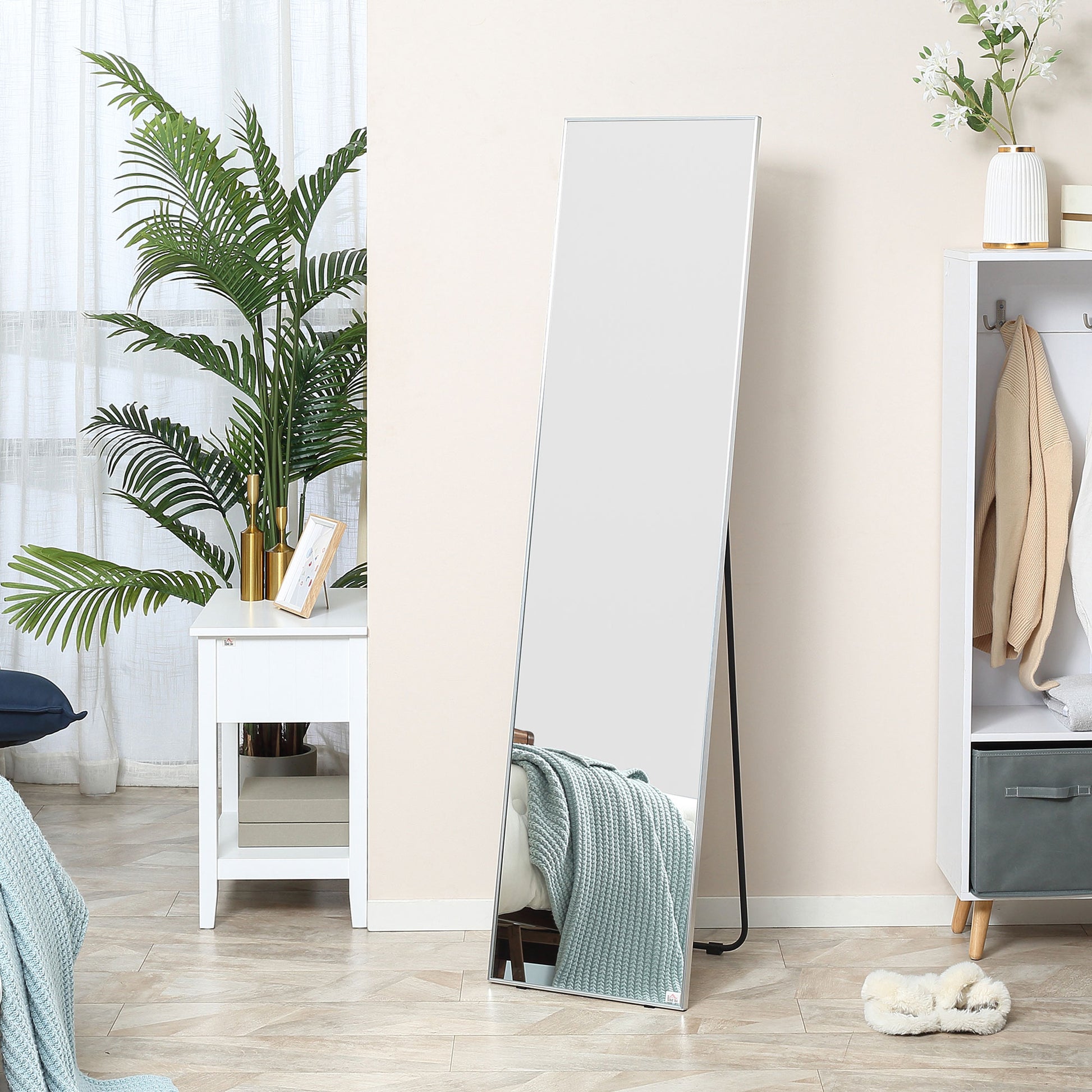 HOMCOM Full Length Mirror Freestanding for Bedroom, 160 x 40 cm Freestanding Rectangle Dressing Mirror, Black Frame 