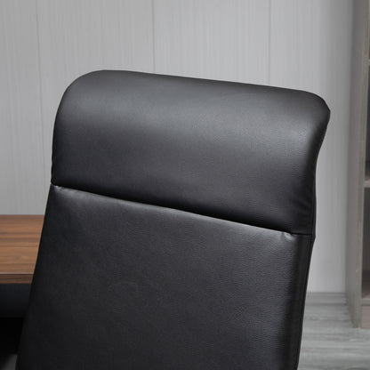 High Back Desk Chair, Black Leather Desk Chair with Adjustable Height, Armrests, Swivel Wheels