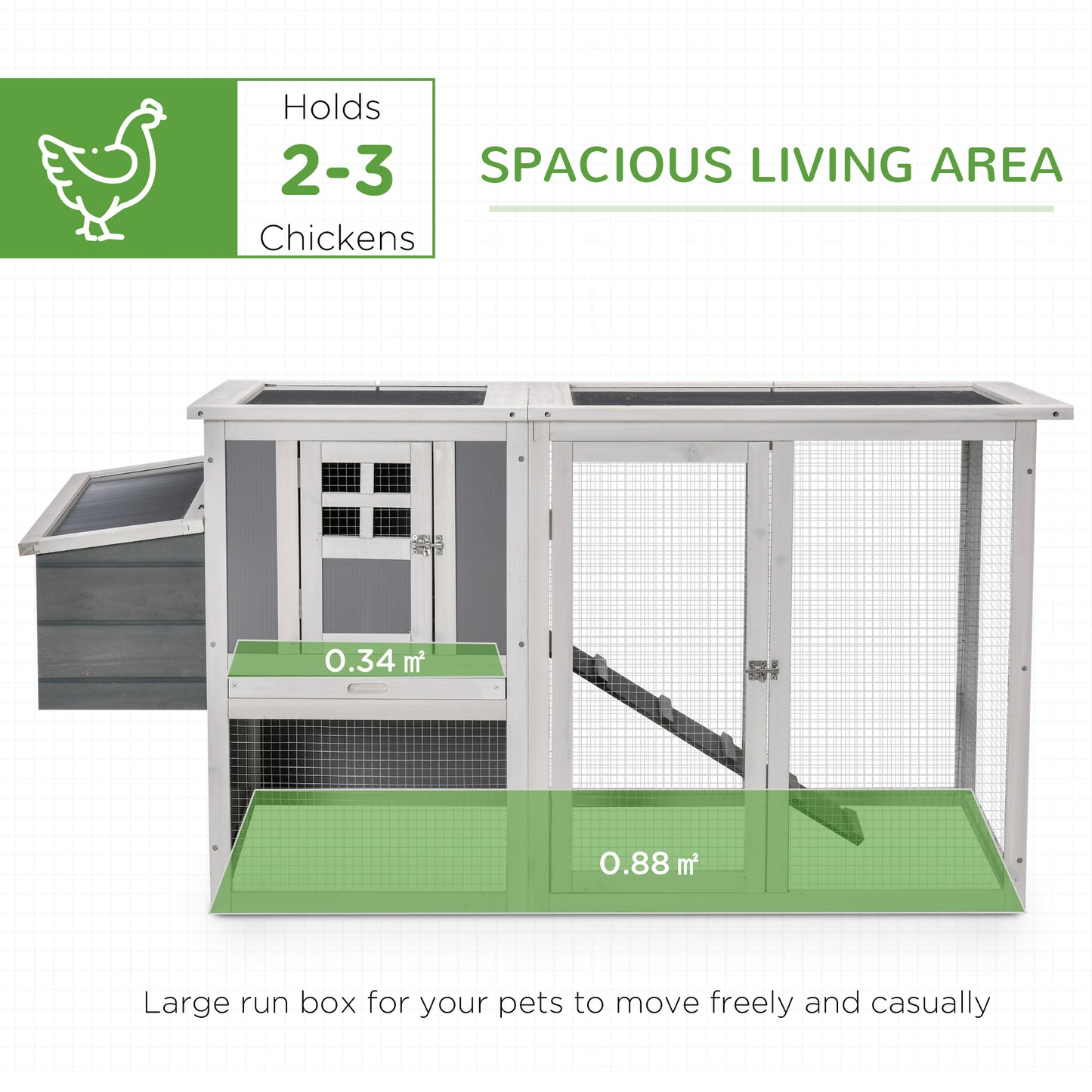 Deluxe Chicken Coop Hen House Wooden Poultry Cage w/ Outdoor Run Nesting Box Removable Tray 162 x 76.5 x 79.5cm