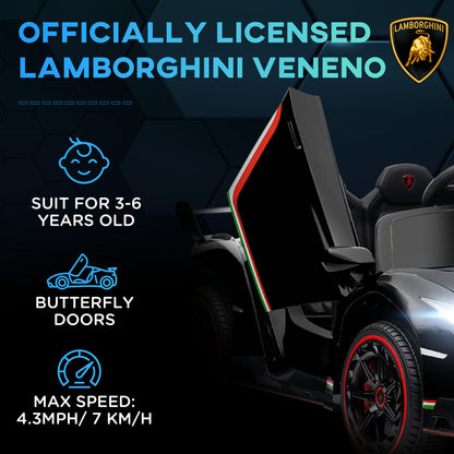 Lamborghini Veneno Licensed 12V Kids Electric Ride on Car w/ Portable Battery, Powered Electric Car w/ Bluetooth Black