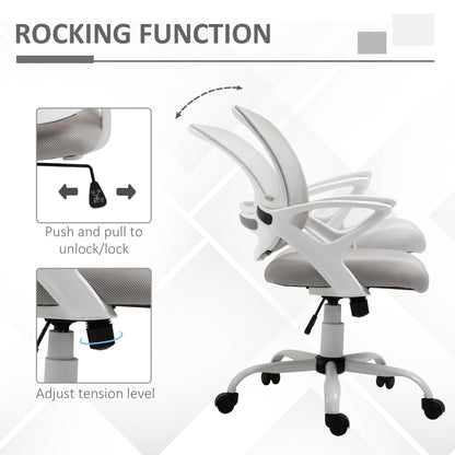 Mesh Study Chair, with Lumbar Back Support Adjustable Height Armrests Grey