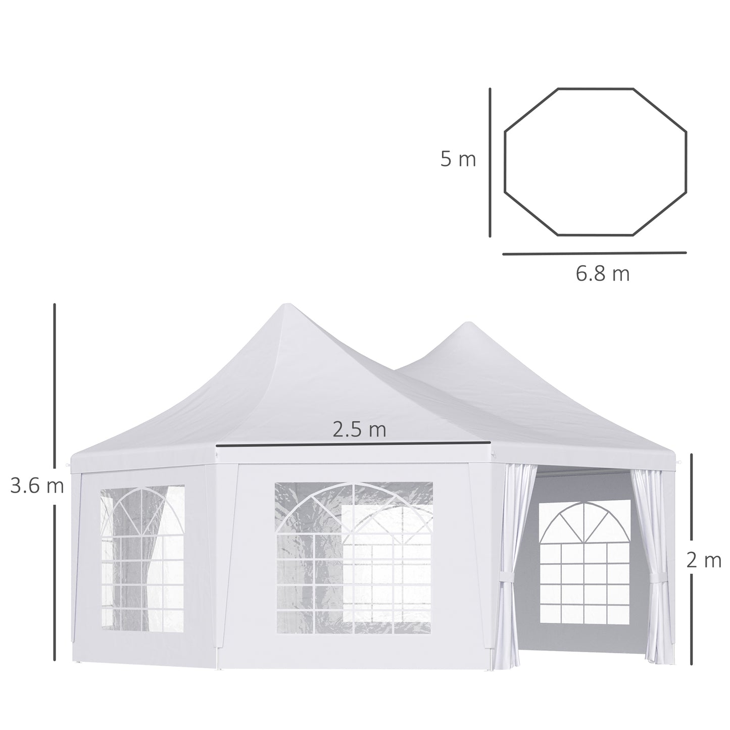 22' x 16' ft Canopy Party Event Tent with 2 Pull-Back Doors, Column-Less Event Space, & 8 Cathedral Windows