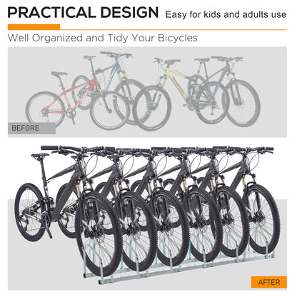 6-Bike Floor Parking Stand Silver