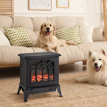 Electric Stove Fire, Electric Freestanding Fireplace, Flame Effect , w/ LED 900W/1800W Black